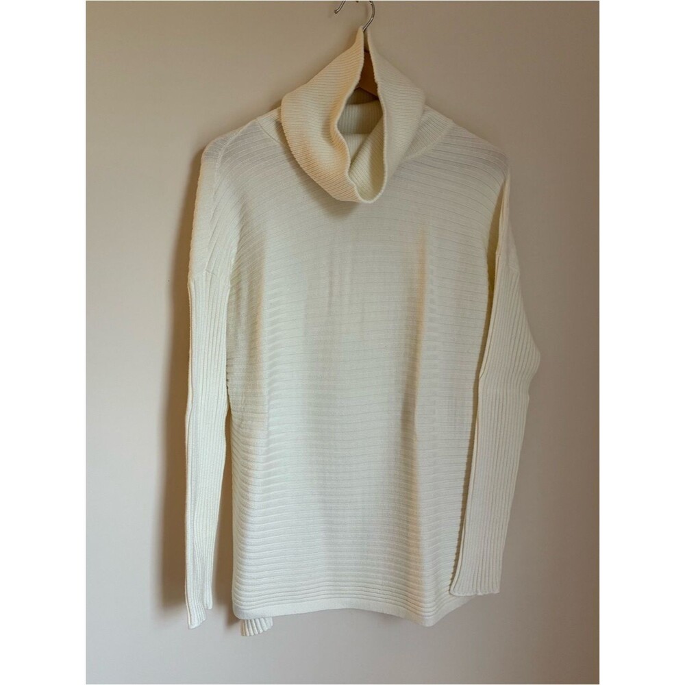 Chico's Cream Ribbed Mock Neck Top Size 2 Large